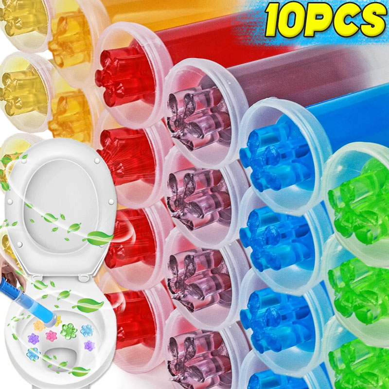 Home Fragrance Gel - 1/10x Flower Toilet Cleaner Gels Syringe