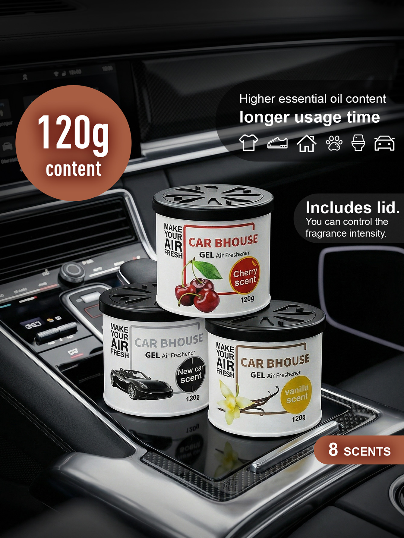 Home Fragrance Gel - Dual-purpose air freshening gel for cars