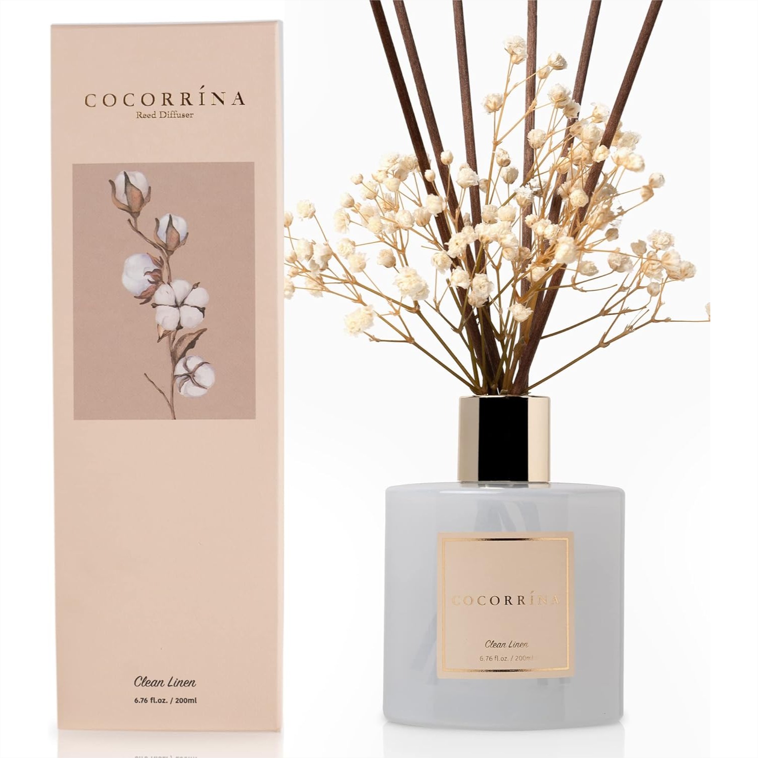 Home Fragrance Linen - Reed Diffuser Set, Clean Linen 6.7